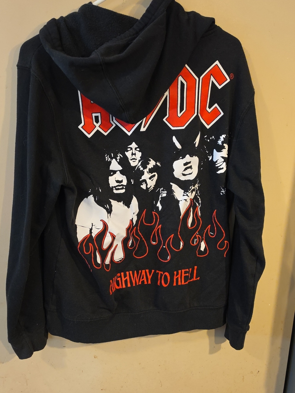 AC/DC Black Zip-Up Hoodie with Red & White Highway Graphic